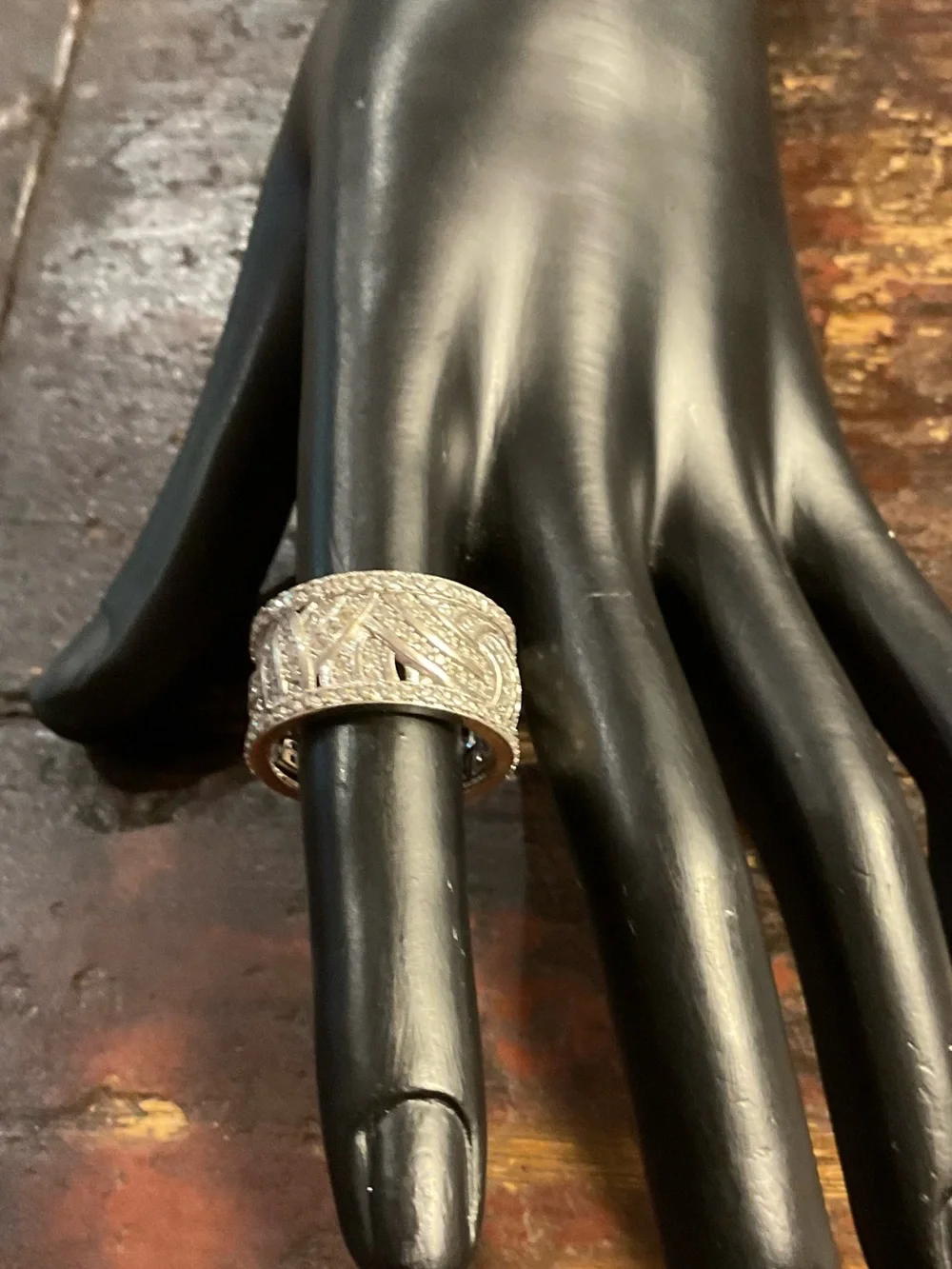 Sterling Silver Pave CZ Wide Eternity Band Ring. Awesome look!